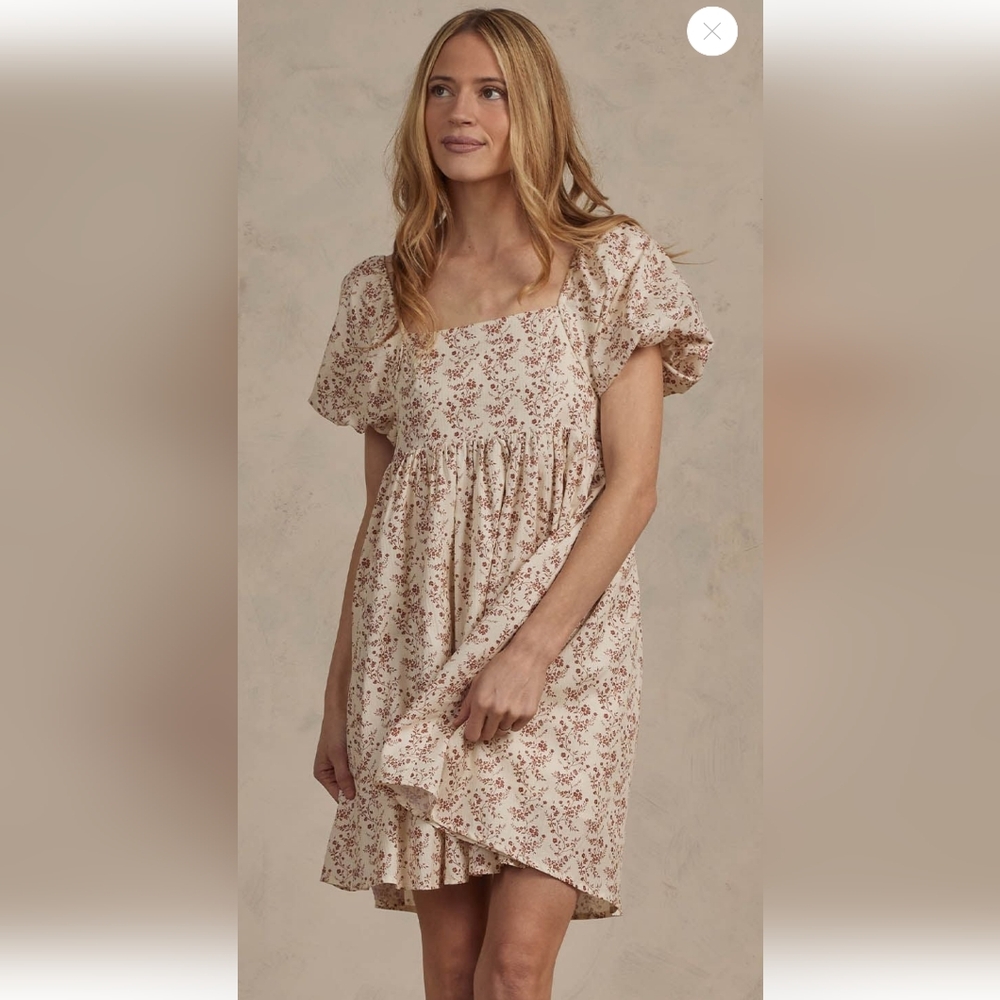 Rylee + Cru Noralee Vivian Cream Floral Puff Sleeve Dress